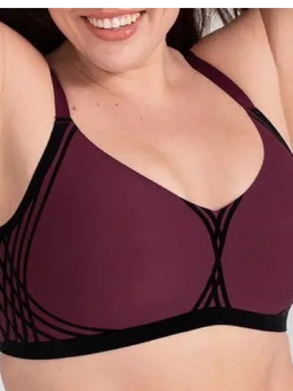 Honeylove LiftWear Silhouette Bra Fig burgundy Wire-Free Support Size XL++